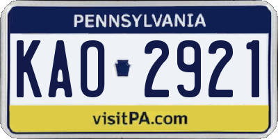 PA license plate KAO2921