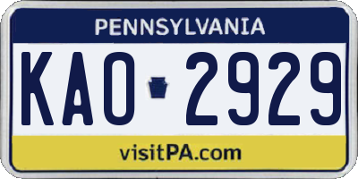 PA license plate KAO2929