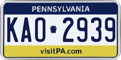 PA license plate KAO2939