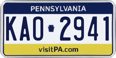 PA license plate KAO2941