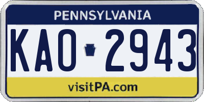 PA license plate KAO2943