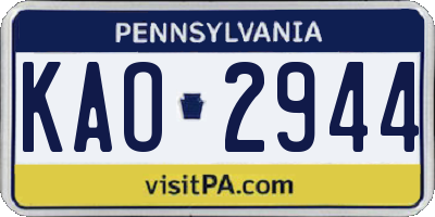 PA license plate KAO2944