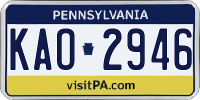 PA license plate KAO2946
