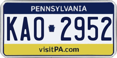 PA license plate KAO2952