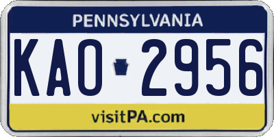 PA license plate KAO2956