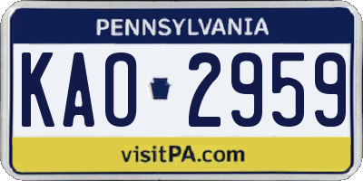 PA license plate KAO2959