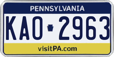 PA license plate KAO2963