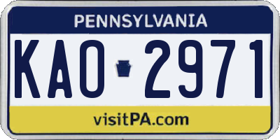 PA license plate KAO2971