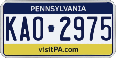 PA license plate KAO2975