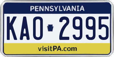PA license plate KAO2995