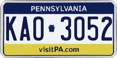 PA license plate KAO3052