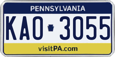 PA license plate KAO3055