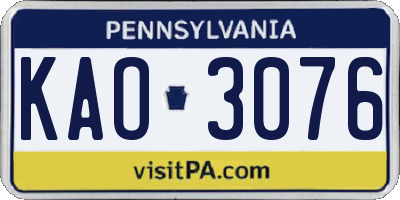 PA license plate KAO3076