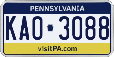 PA license plate KAO3088