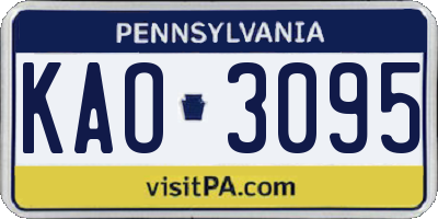 PA license plate KAO3095