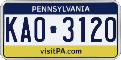 PA license plate KAO3120