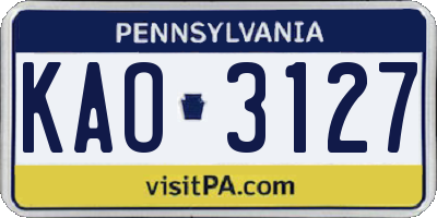 PA license plate KAO3127