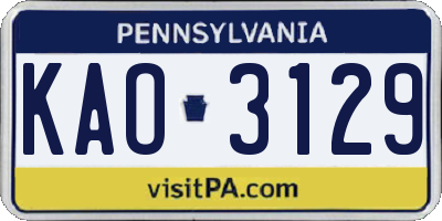 PA license plate KAO3129