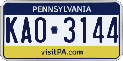PA license plate KAO3144
