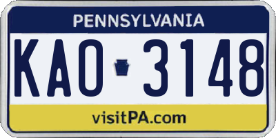PA license plate KAO3148