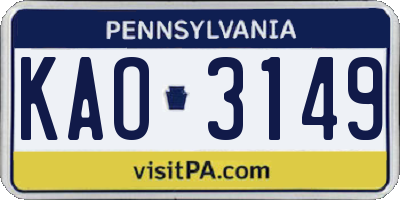 PA license plate KAO3149