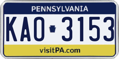 PA license plate KAO3153