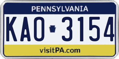 PA license plate KAO3154