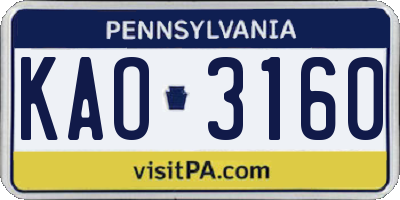 PA license plate KAO3160