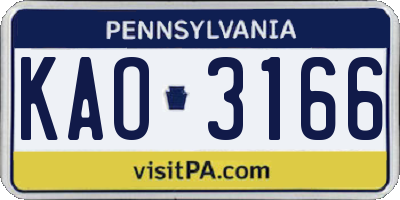 PA license plate KAO3166
