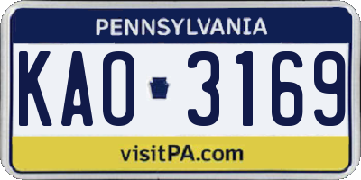 PA license plate KAO3169