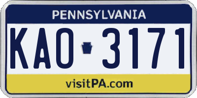 PA license plate KAO3171