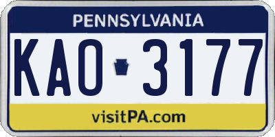 PA license plate KAO3177