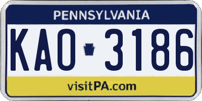 PA license plate KAO3186