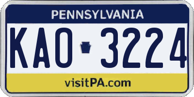 PA license plate KAO3224