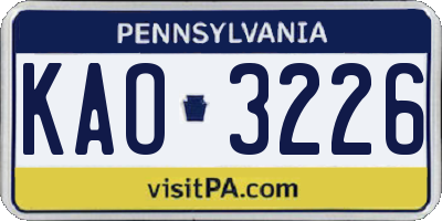 PA license plate KAO3226