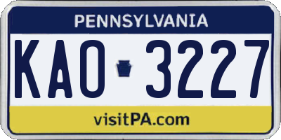 PA license plate KAO3227
