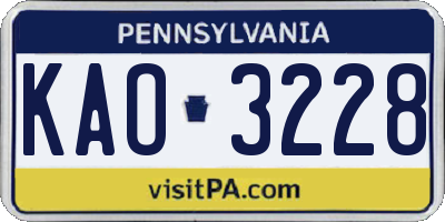 PA license plate KAO3228
