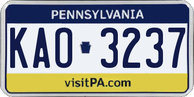 PA license plate KAO3237