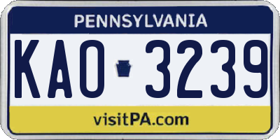 PA license plate KAO3239