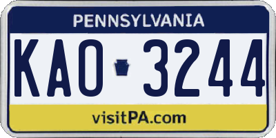 PA license plate KAO3244