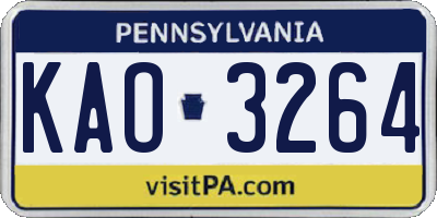 PA license plate KAO3264