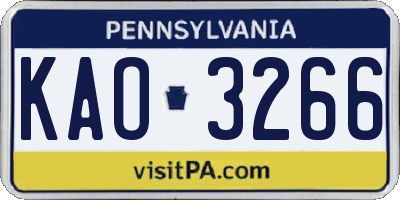 PA license plate KAO3266