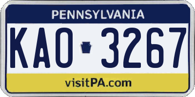 PA license plate KAO3267