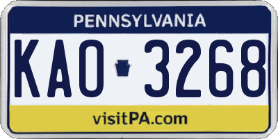 PA license plate KAO3268