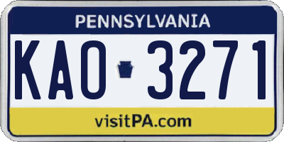 PA license plate KAO3271