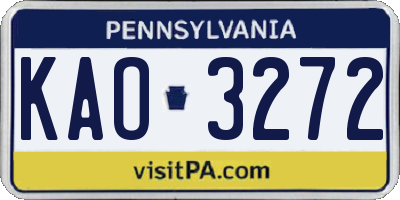 PA license plate KAO3272