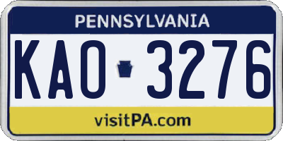 PA license plate KAO3276