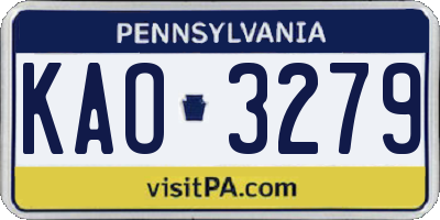 PA license plate KAO3279