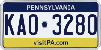 PA license plate KAO3280