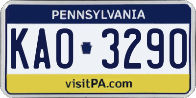 PA license plate KAO3290